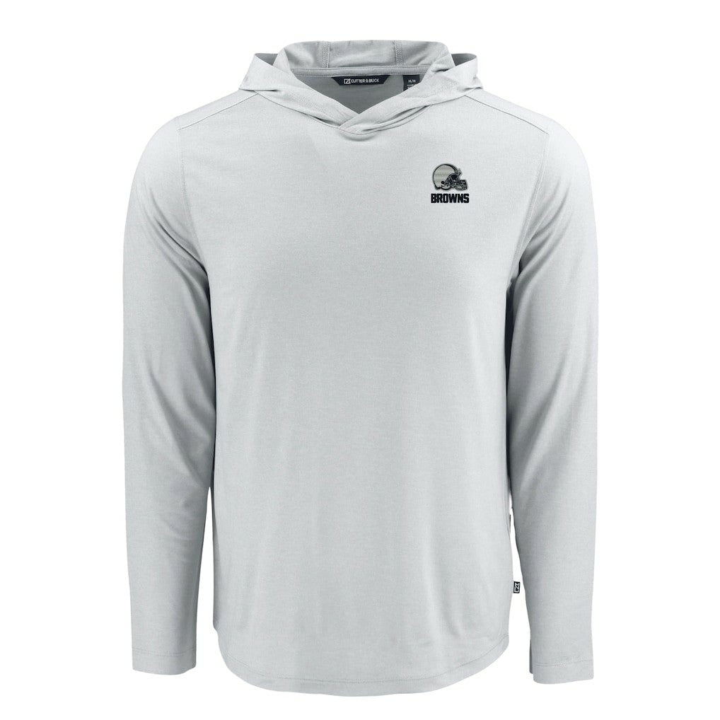 Cleveland Browns Cutter & Buck Coastline Epic Comfort Eco Recycled Long Sleeve Hooded T-Shirt Gray - NFL
