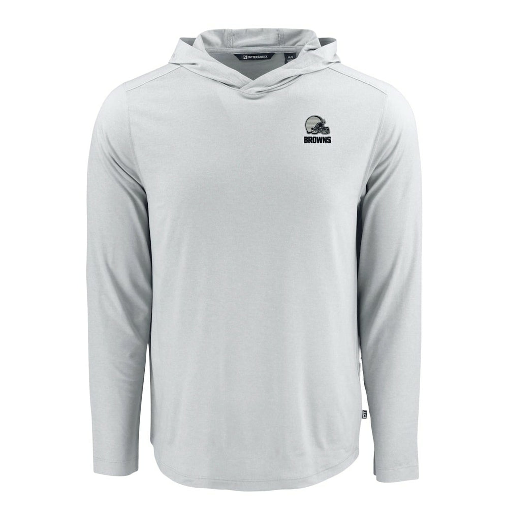 Cleveland Browns Cutter & Buck Coastline Epic Comfort Eco Recycled Long Sleeve Hooded T-Shirt Gray - NFL
