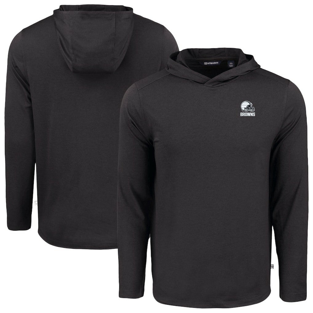 Cleveland Browns Cutter & Buck Coastline Epic Comfort Eco Recycled Long Sleeve Hooded T-Shirt Black - NFL