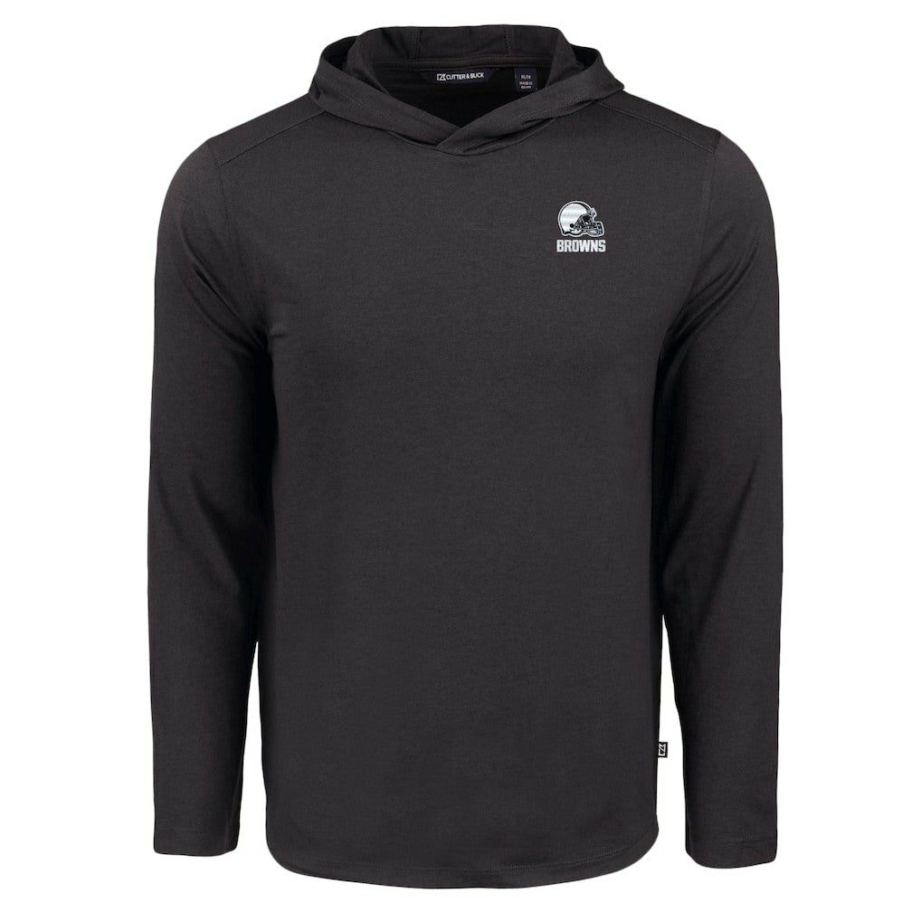 Cleveland Browns Cutter & Buck Coastline Epic Comfort Eco Recycled Long Sleeve Hooded T-Shirt Black - NFL