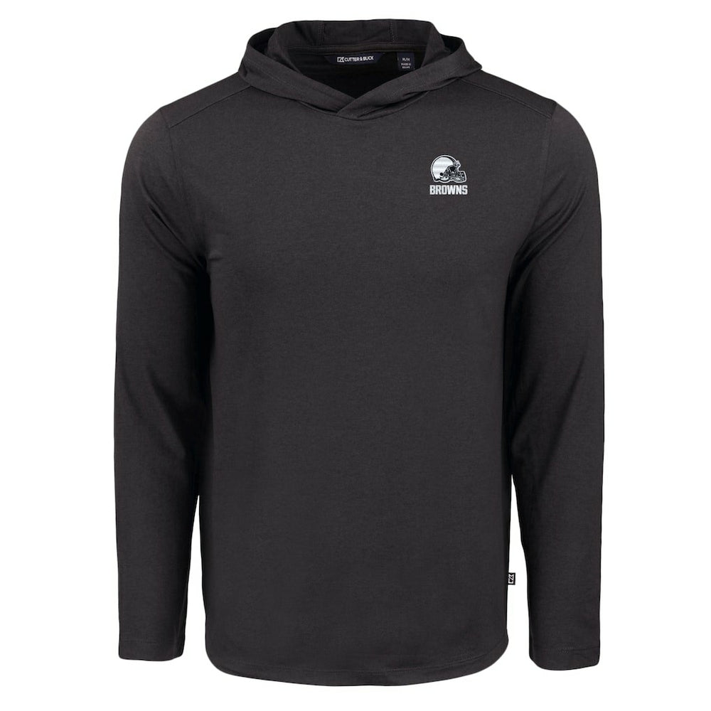 Cleveland Browns Cutter & Buck Coastline Epic Comfort Eco Recycled Long Sleeve Hooded T-Shirt Black - NFL