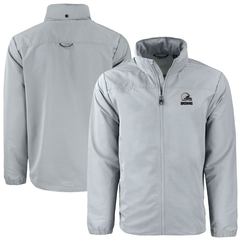 Cleveland Browns Cutter & Buck Charter Eco Recycled Full-Zip Hoodie Jacket Gray - NFL