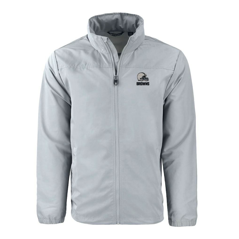 Cleveland Browns Cutter & Buck Charter Eco Recycled Full-Zip Hoodie Jacket Gray - NFL