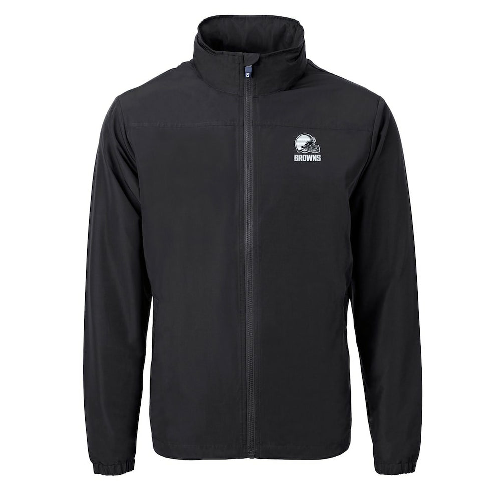 Cleveland Browns Cutter & Buck Charter Eco Recycled Full-Zip Hoodie Jacket Black - NFL