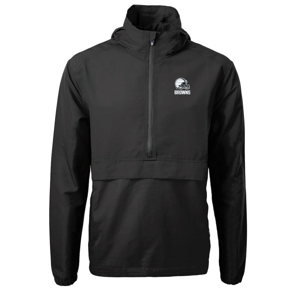 Cleveland Browns Cutter & Buck Charter Eco Recycled Anorak Half-Zip Hoodie Jacket Black - NFL