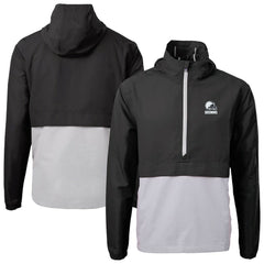 Cleveland Browns Cutter & Buck Charter Eco Recycled Anorak Half-Zip Hoodie Jacket Black - NFL