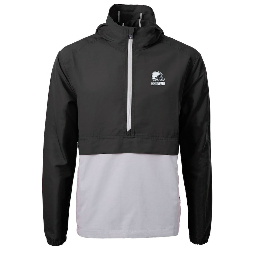 Cleveland Browns Cutter & Buck Charter Eco Recycled Anorak Half-Zip Hoodie Jacket Black - NFL