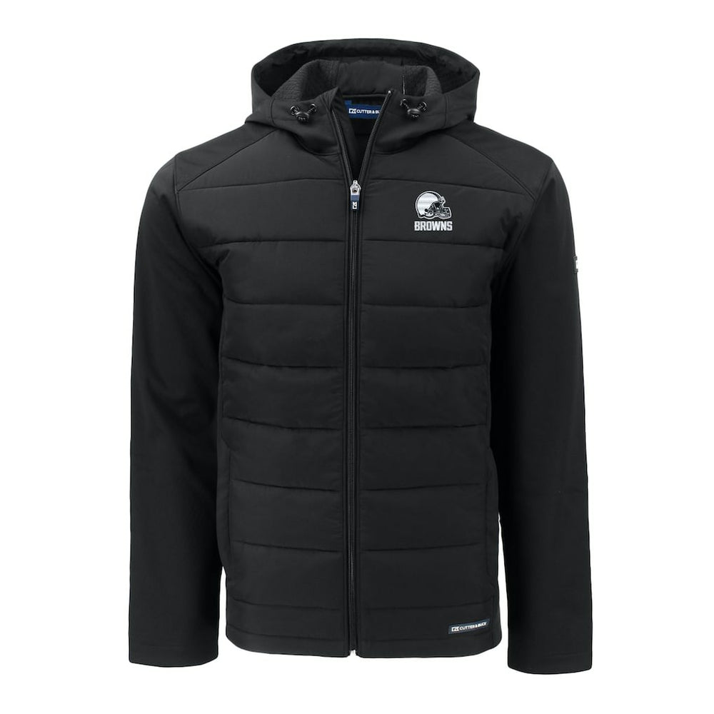 Cleveland Browns Cutter & Buck Evoke Hybrid Eco Softshell Recycled Full-Zip Hooded Jacket Black - NFL
