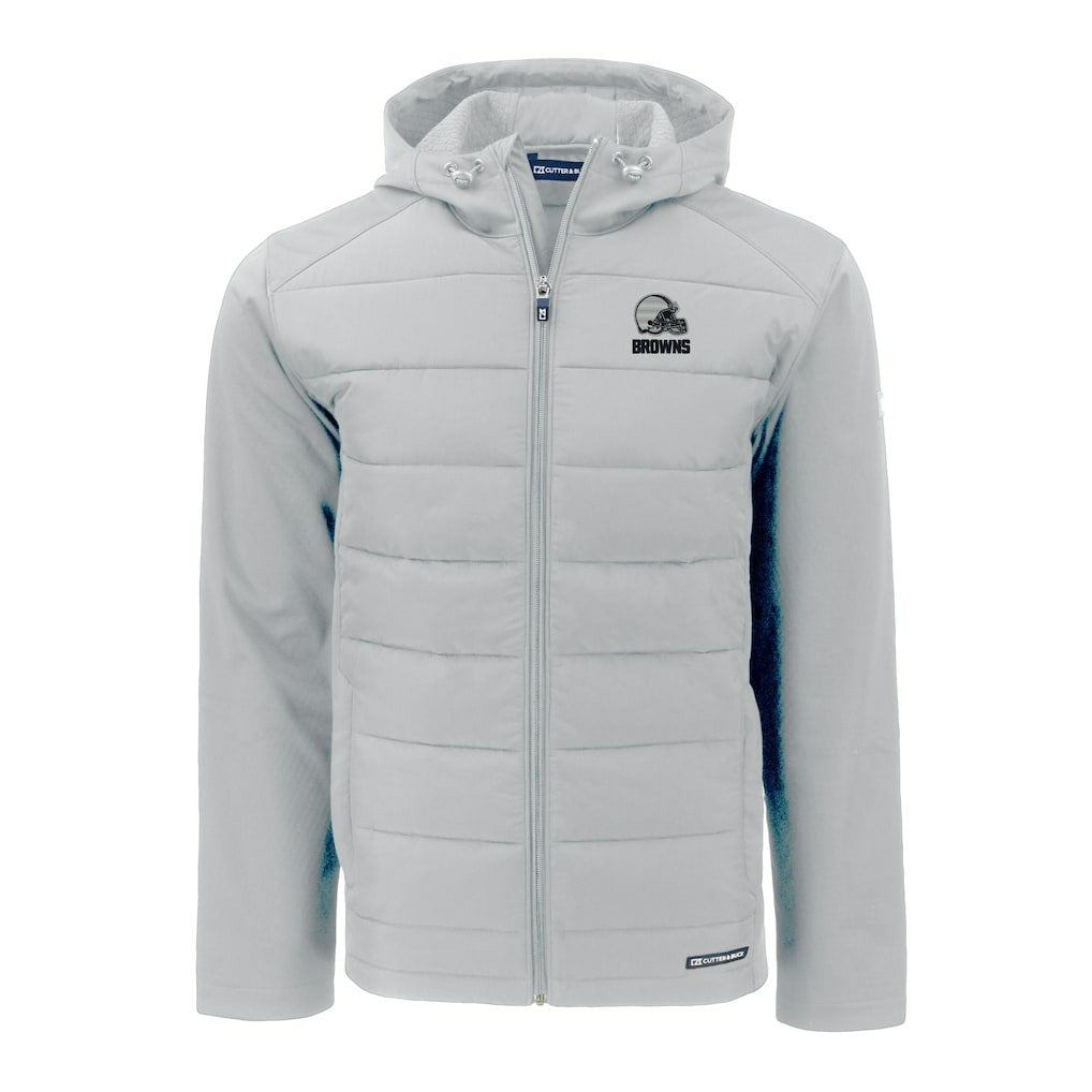 Cleveland Browns Cutter & Buck Evoke Hybrid Eco Softshell Recycled Full-Zip Hooded Jacket Gray - NFL