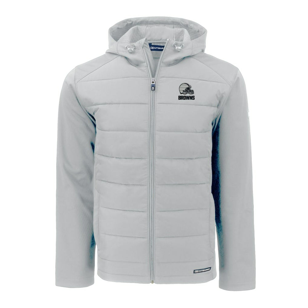 Cleveland Browns Cutter & Buck Evoke Hybrid Eco Softshell Recycled Full-Zip Hooded Jacket Gray - NFL