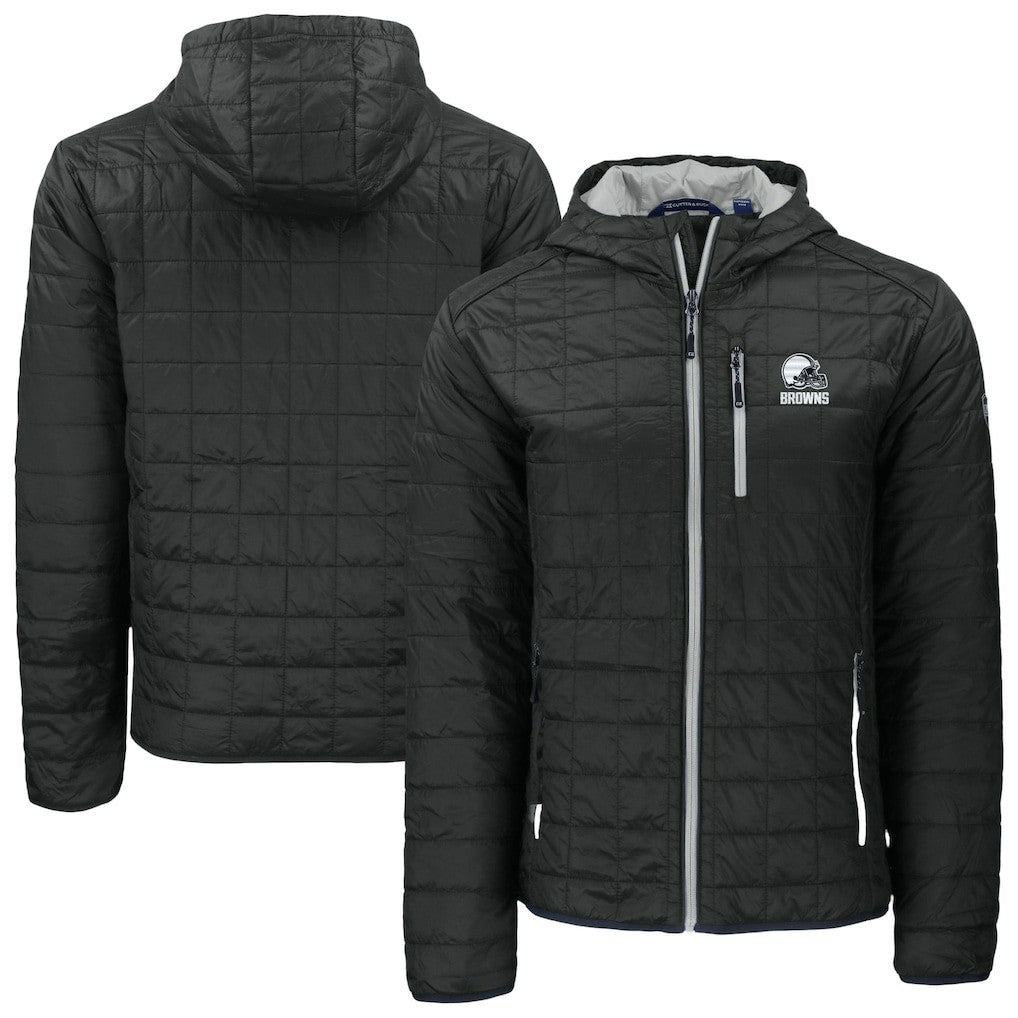 Cleveland Browns Cutter & Buck Rainier Primaloft Eco Full-Zip Hooded Jacket Black - NFL