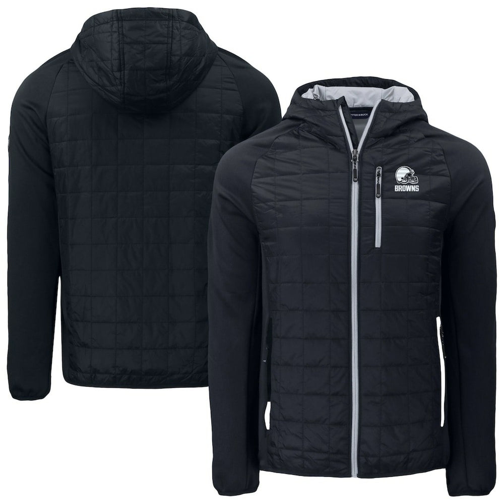 Cleveland Browns Cutter & Buck Rainier Primaloft Eco Full-Zip Hoodie Hybrid Jacket Black - NFL