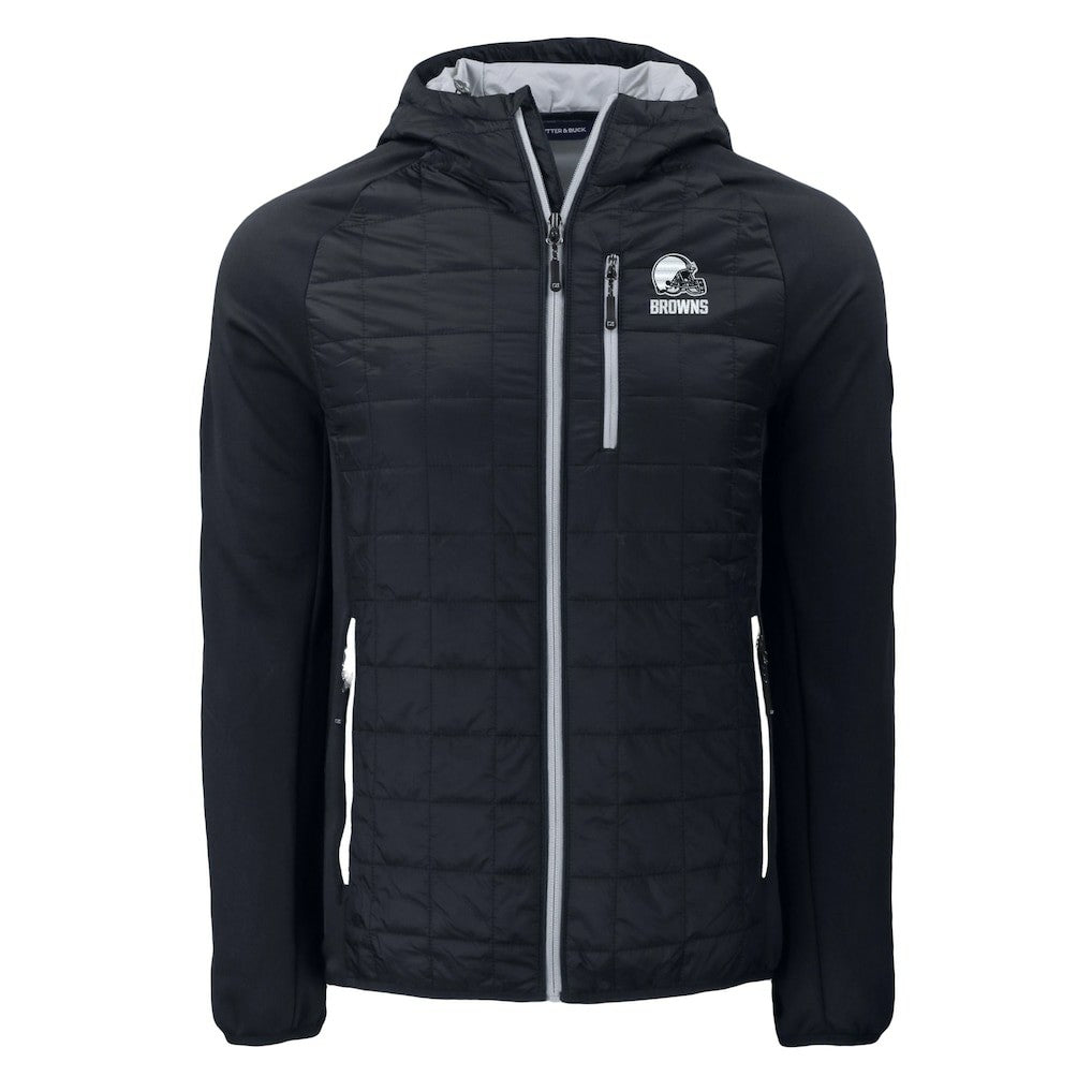 Cleveland Browns Cutter & Buck Rainier Primaloft Eco Full-Zip Hoodie Hybrid Jacket Black - NFL