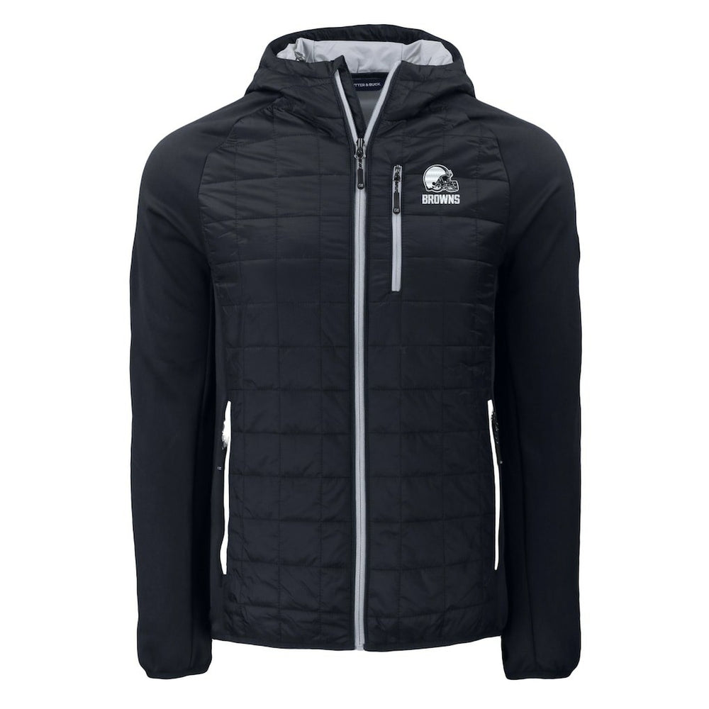 Cleveland Browns Cutter & Buck Rainier Primaloft Eco Full-Zip Hoodie Hybrid Jacket Black - NFL