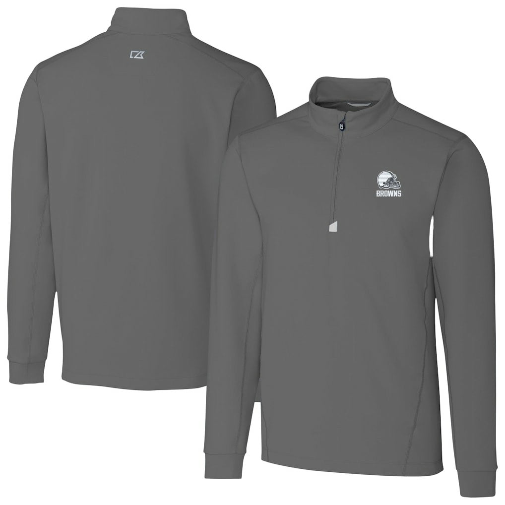 Cleveland Browns Cutter & Buck Big & Tall Traverse Stretch Eco Quarter-Zip Pullover Top Gray - NFL