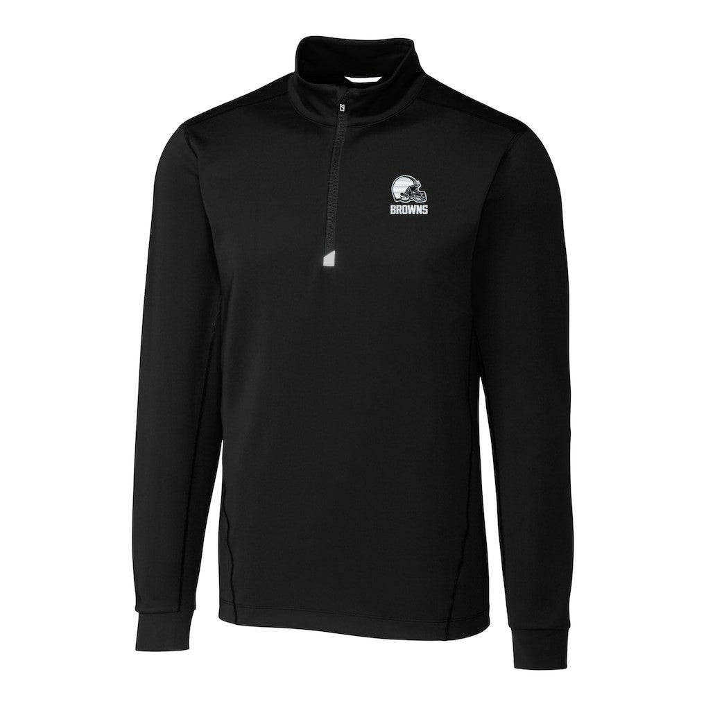 Cleveland Browns Cutter & Buck Big & Tall Traverse Stretch Eco Quarter-Zip Pullover Top Black - NFL
