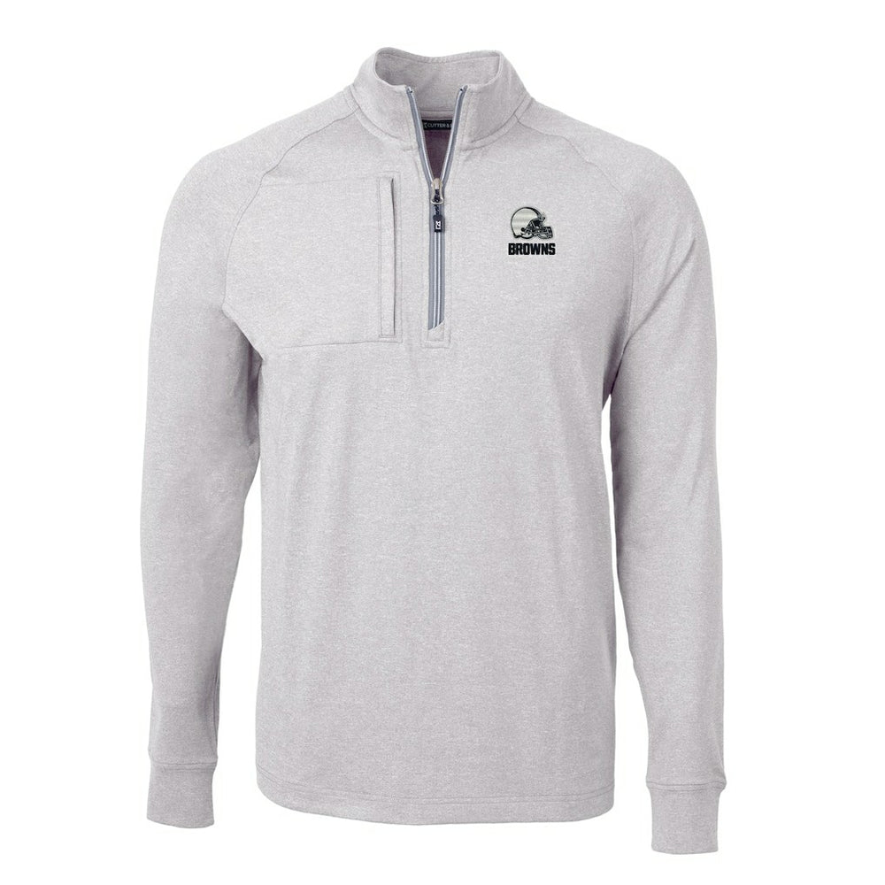 Cleveland Browns Cutter & Buck Big & Tall Adapt Eco Knit Quarter-Zip Top Heather Gray - NFL