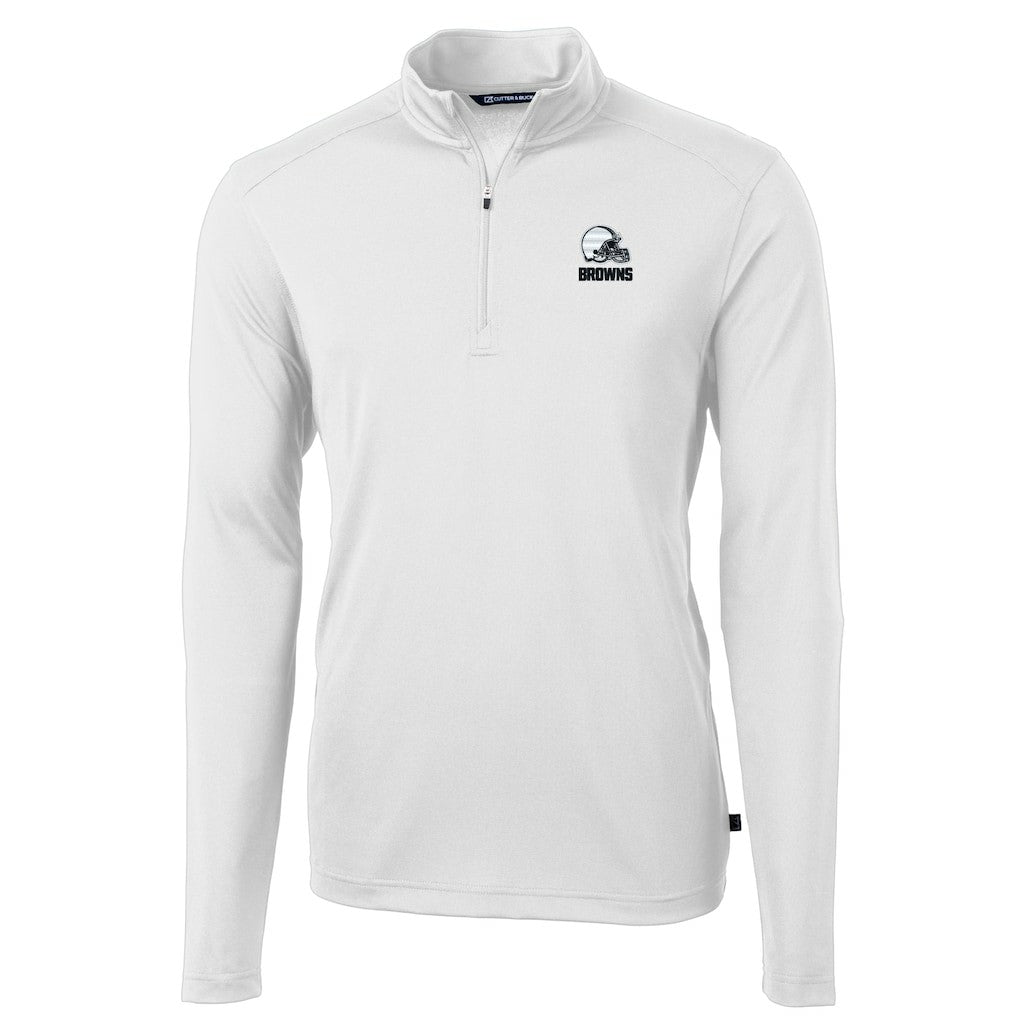Cleveland Browns Cutter & Buck Big & Tall Virtue Eco Pique Recycled Quarter-Zip Pullover Top White - NFL