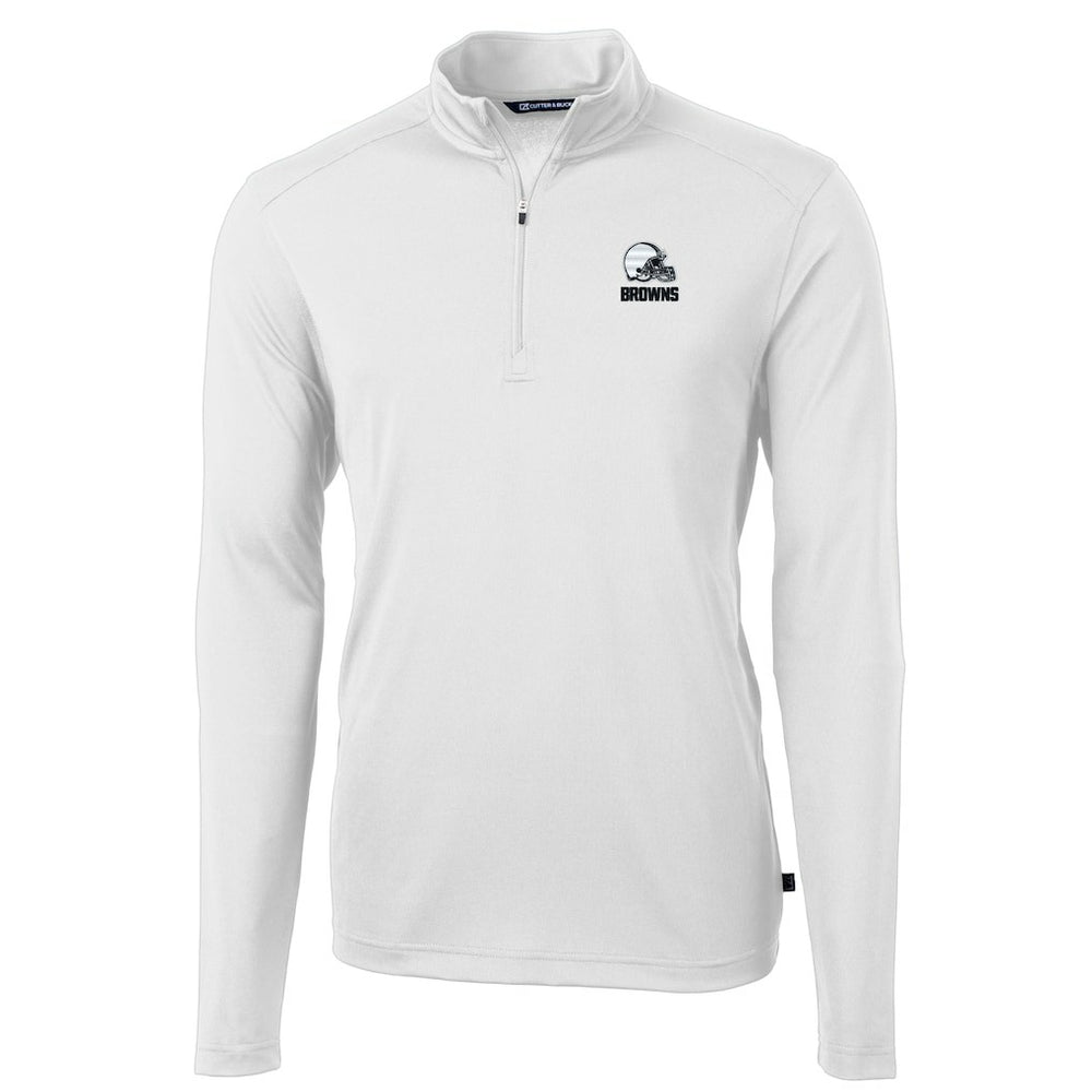 Cleveland Browns Cutter & Buck Big & Tall Virtue Eco Pique Recycled Quarter-Zip Pullover Top White - NFL