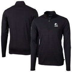 Cleveland Browns Cutter & Buck Big & Tall Virtue Eco Pique Recycled Quarter-Zip Pullover Top Black - NFL