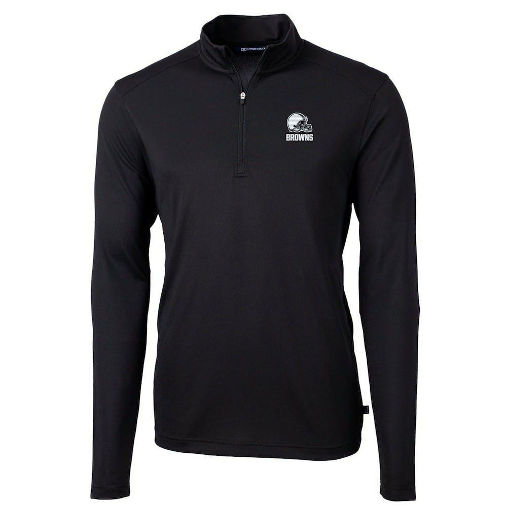 Cleveland Browns Cutter & Buck Big & Tall Virtue Eco Pique Recycled Quarter-Zip Pullover Top Black - NFL