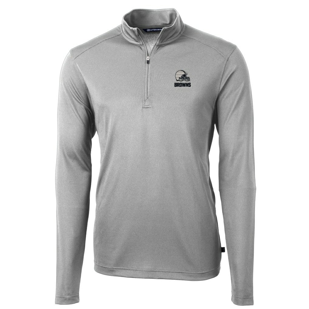 Cleveland Browns Cutter & Buck Big & Tall Virtue Eco Pique Recycled Quarter-Zip Pullover Top Gray - NFL