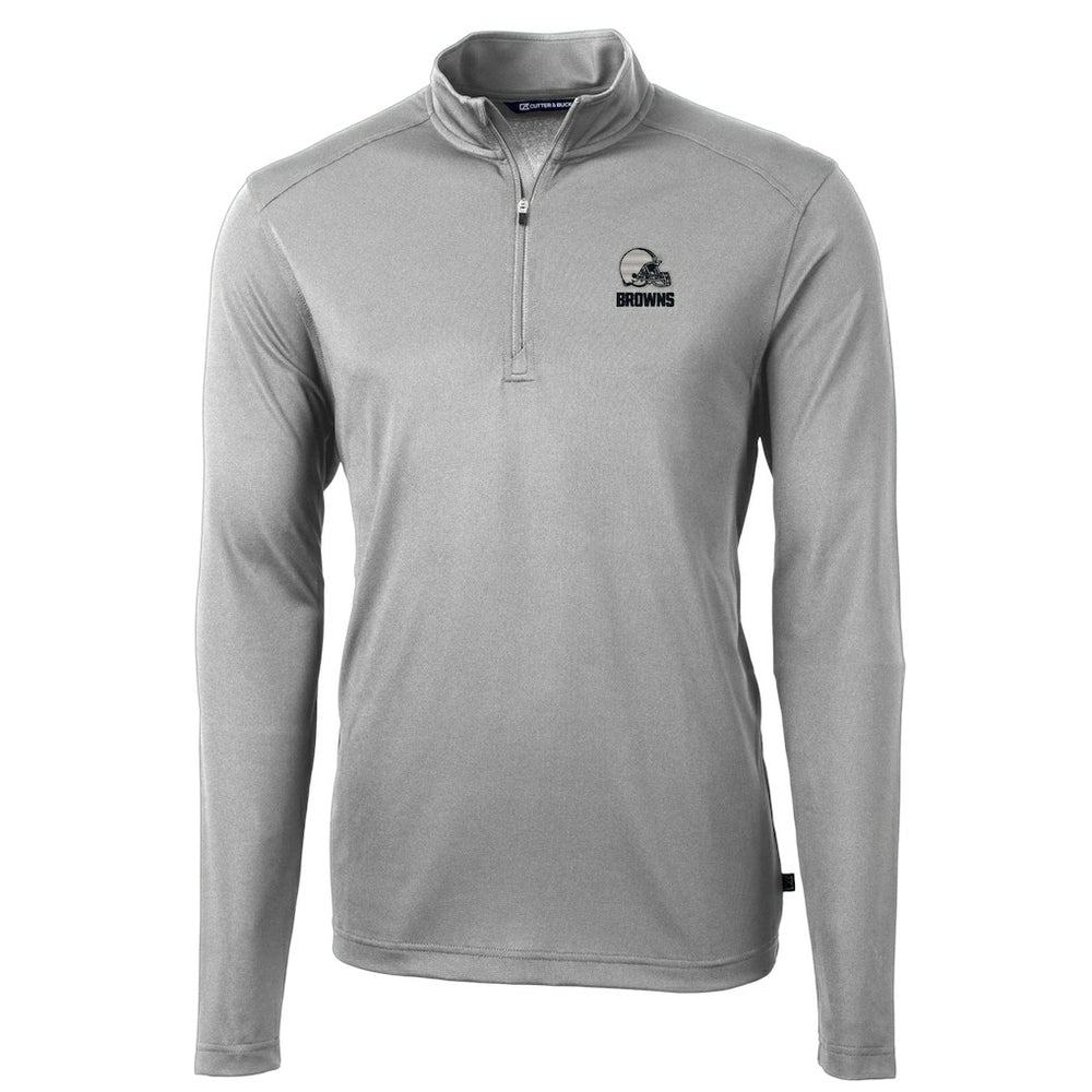 Cleveland Browns Cutter & Buck Big & Tall Virtue Eco Pique Recycled Quarter-Zip Pullover Top Gray - NFL