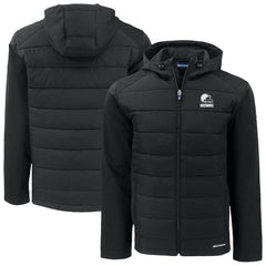 Cleveland Browns Cutter & Buck Big & Tall Evoke Hybrid Eco Softshell Recycled Full-Zip Hooded Jacket Black - NFL