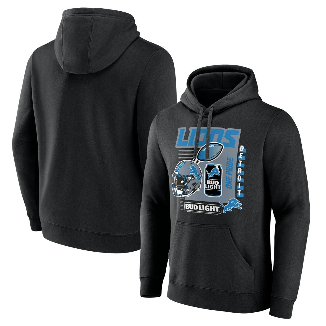 Detroit Lions Bud Light Pullover Hoodie Black - NFL