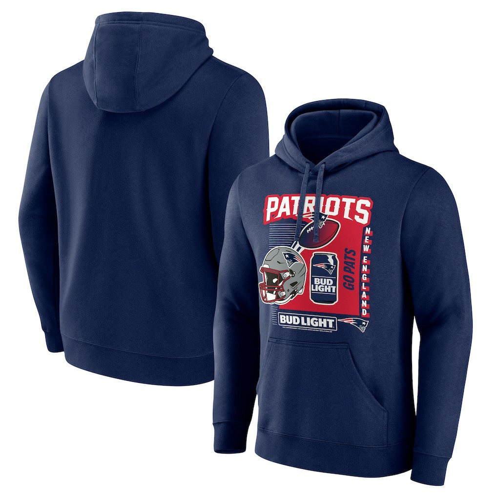 New England Patriots Bud Light Pullover Hoodie Navy - NFL