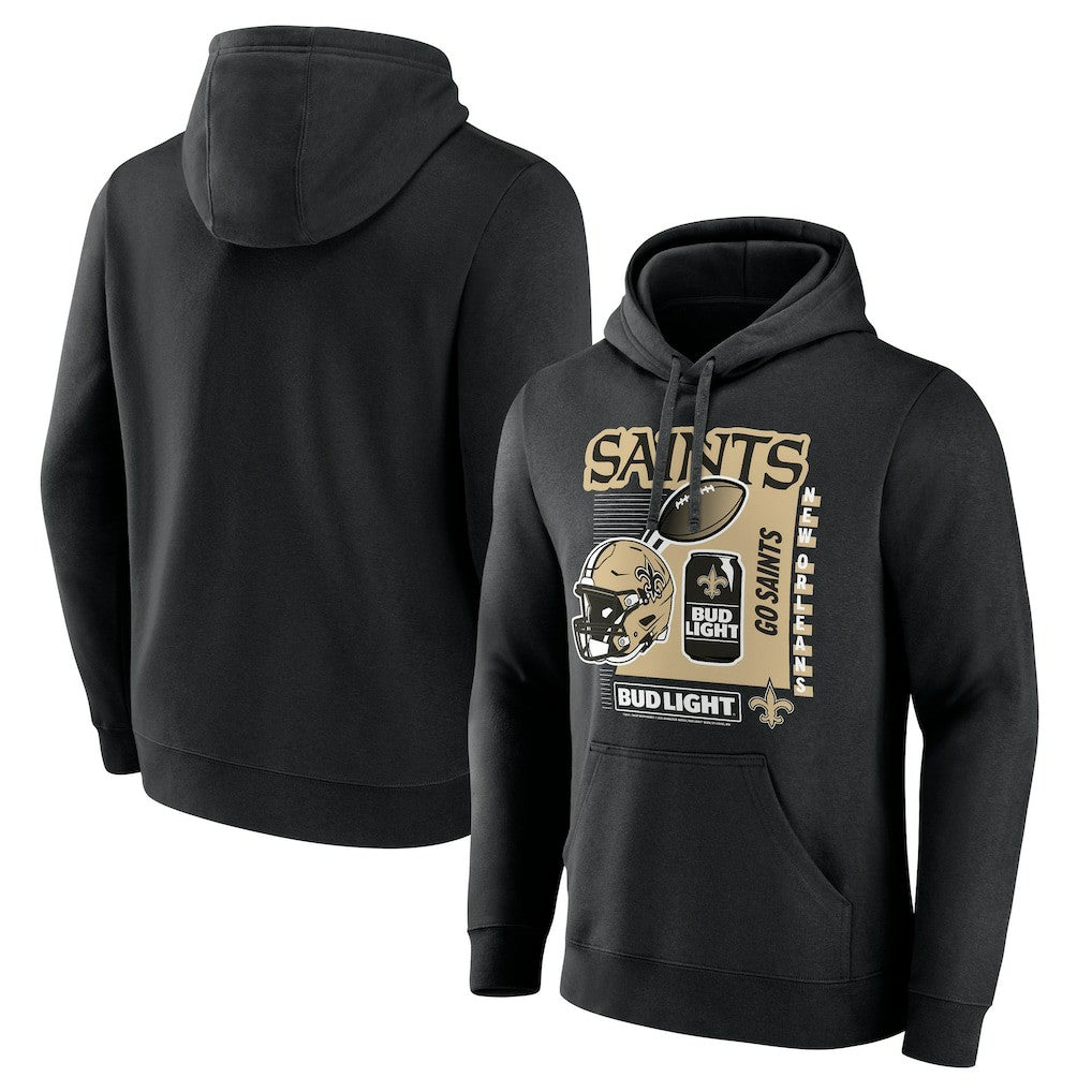 New Orleans Saints Bud Light Pullover Hoodie Black - NFL