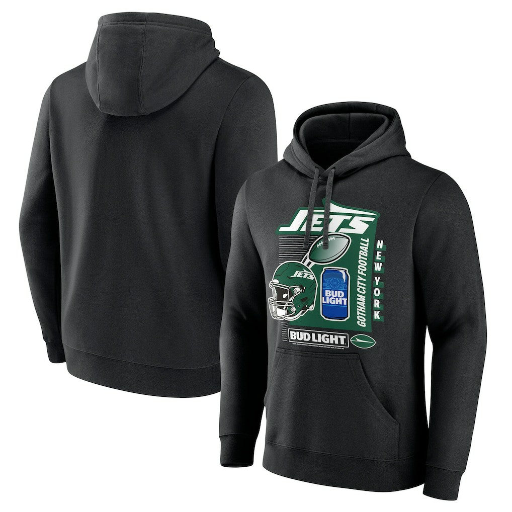 New York Jets Bud Light Pullover Hoodie Black - NFL