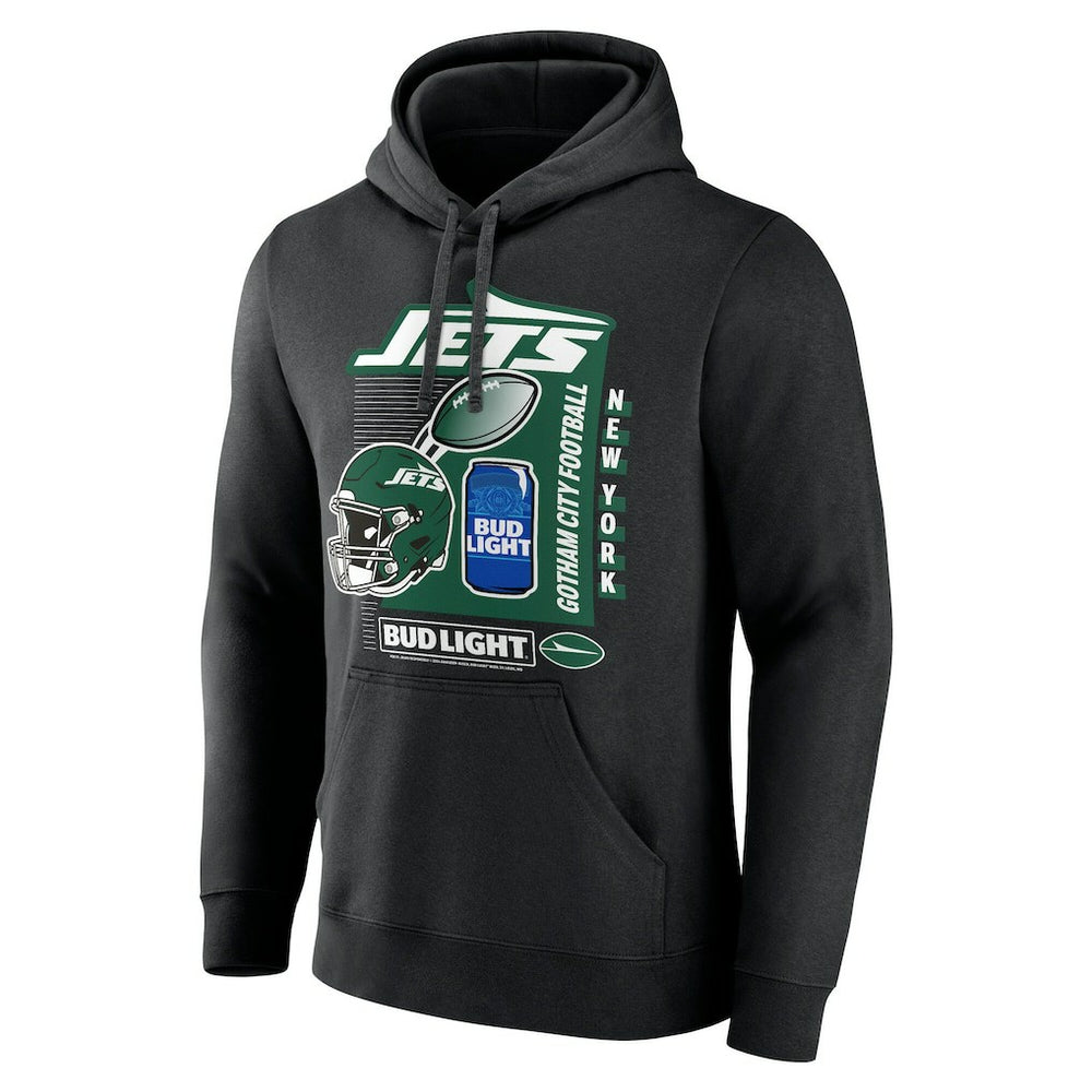 New York Jets Bud Light Pullover Hoodie Black - NFL