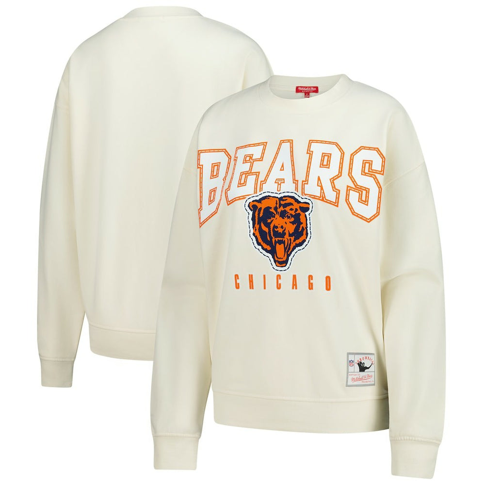 Chicago Bears Women's Fandom Fleece Pullover Sweatshirt Cream - Mitchell & Ness