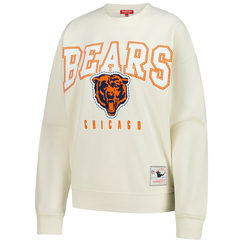 Chicago Bears Women's Fandom Fleece Pullover Sweatshirt Cream - Mitchell & Ness