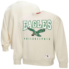 Philadelphia Eagles Women's Fandom Fleece Pullover Sweatshirt Cream - Mitchell & Ness