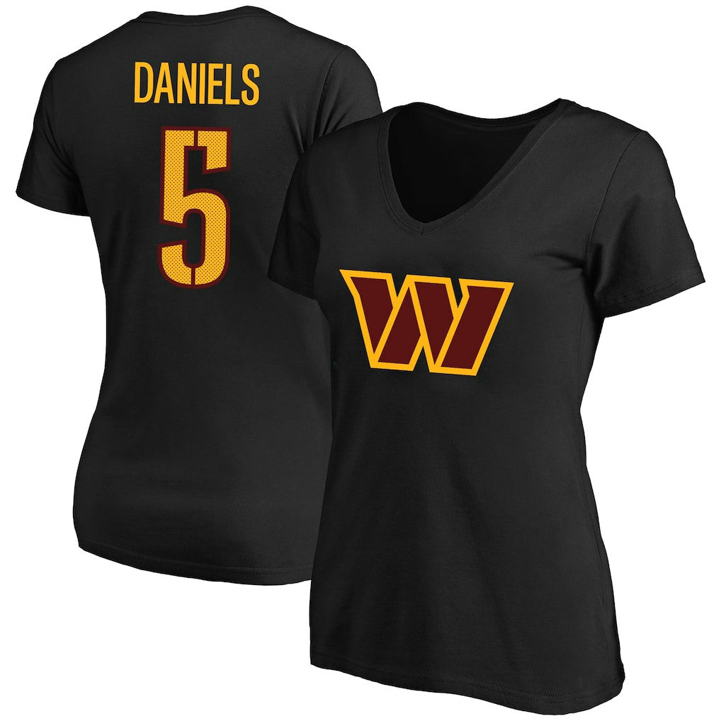 Jayden Daniels Washington Commanders Women's Plus Size Fair Catch Name & Number Scoop Neck T-Shirt Black - NFL