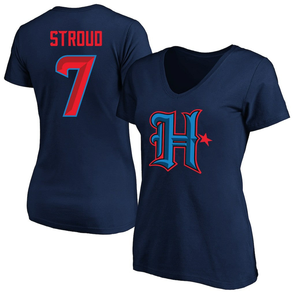 C.J. Stroud Houston Texans Women's Plus Size Fair Catch Name & Number Scoop Neck T-Shirt Navy - NFL