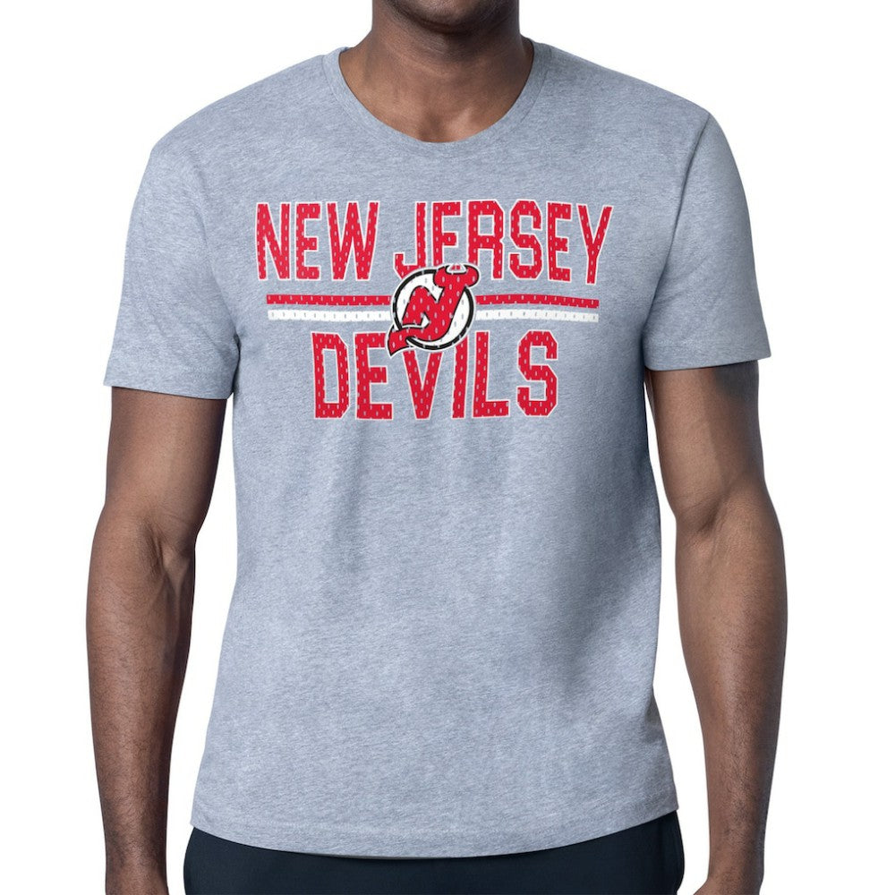 New Jersey Devils - Starter Mesh Look Team Name T-Shirt Heather Gray
