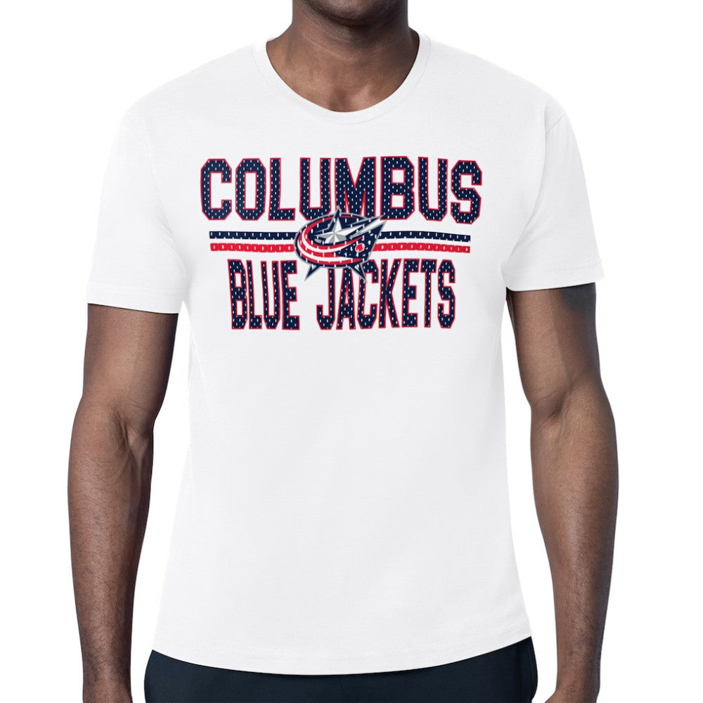 Columbus Blue Jackets - Starter Mesh Look Team Name T-Shirt White