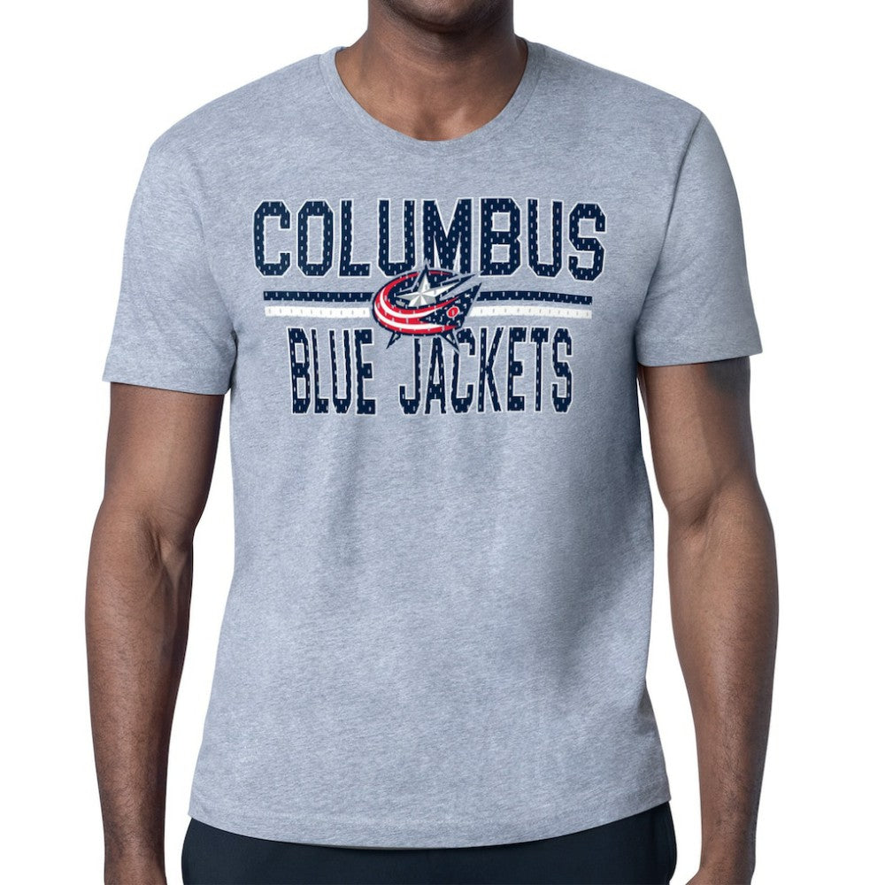 Columbus Blue Jackets - Starter Mesh Look Team Name T-Shirt Heather Gray