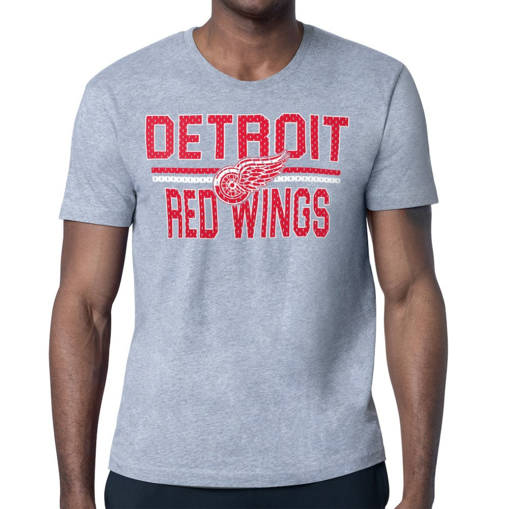 Detroit Red Wings - Starter Mesh Look Team Name T-Shirt Heather Gray