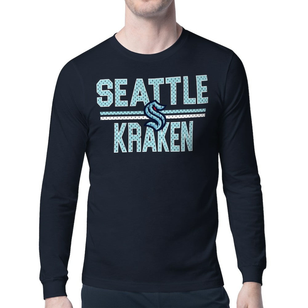 Seattle Kraken Starter Mesh Look Team Name Long Sleeve T-Shirt Deep Sea Blue