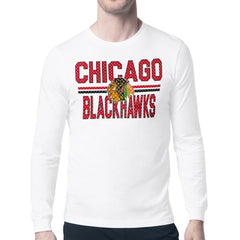 Chicago Blackhawks Starter Mesh Look Team Name Long Sleeve T-Shirt White