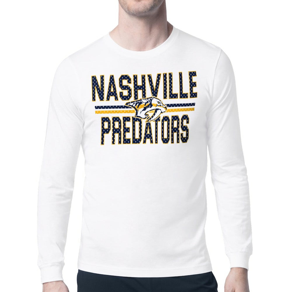 Nashville Predators - Starter Mesh Look Team Name Long Sleeve T-Shirt White