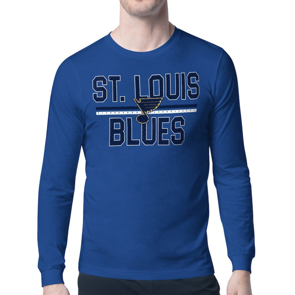 St. Louis Blues - Starter Mesh Look Team Name Long Sleeve T-Shirt Blue