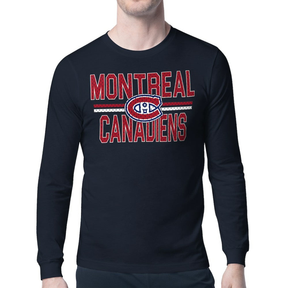 Montreal Canadiens - Starter Mesh Look Team Name Long Sleeve T-Shirt Navy