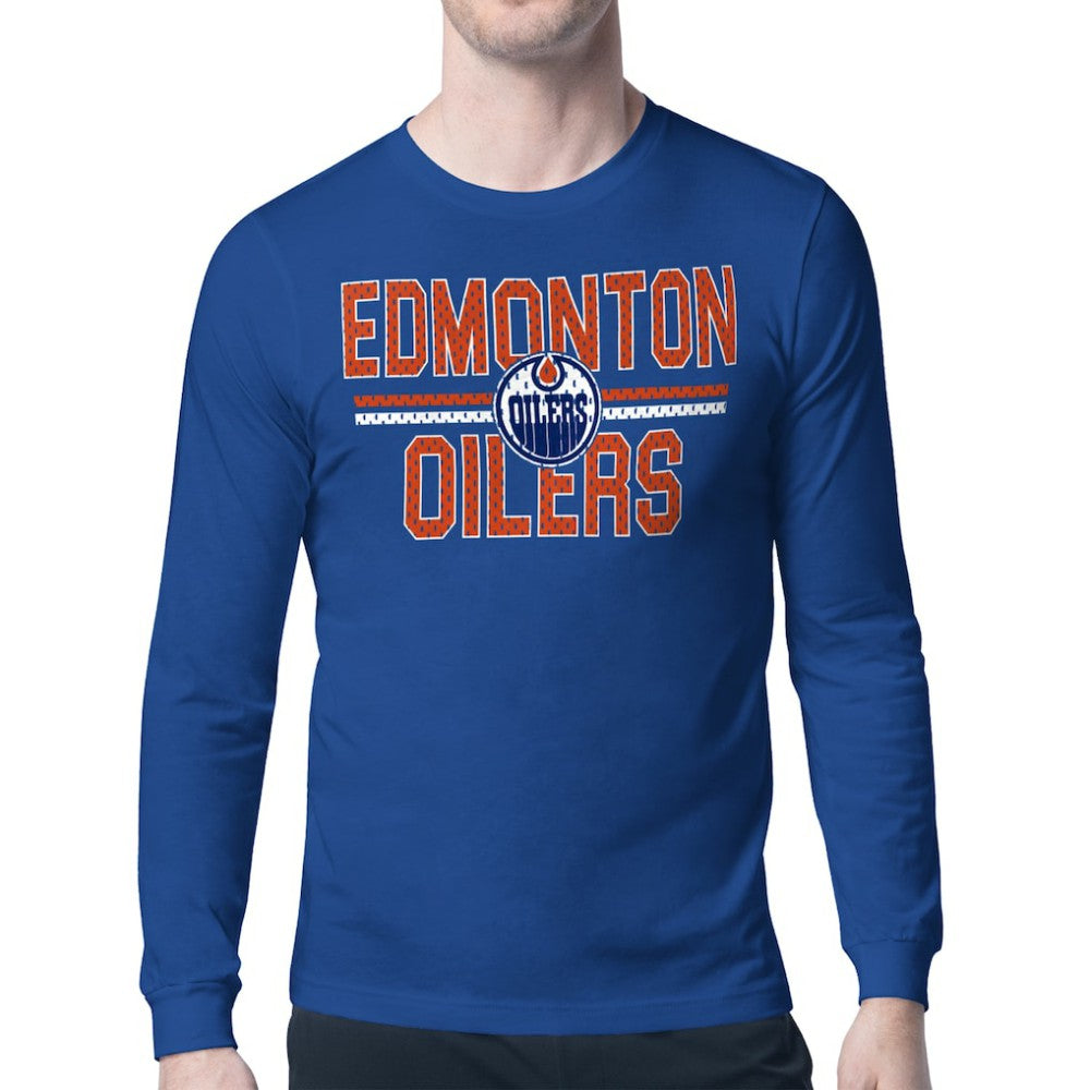 Edmonton Oilers - Starter Mesh Look Team Name Long Sleeve T-Shirt Royal