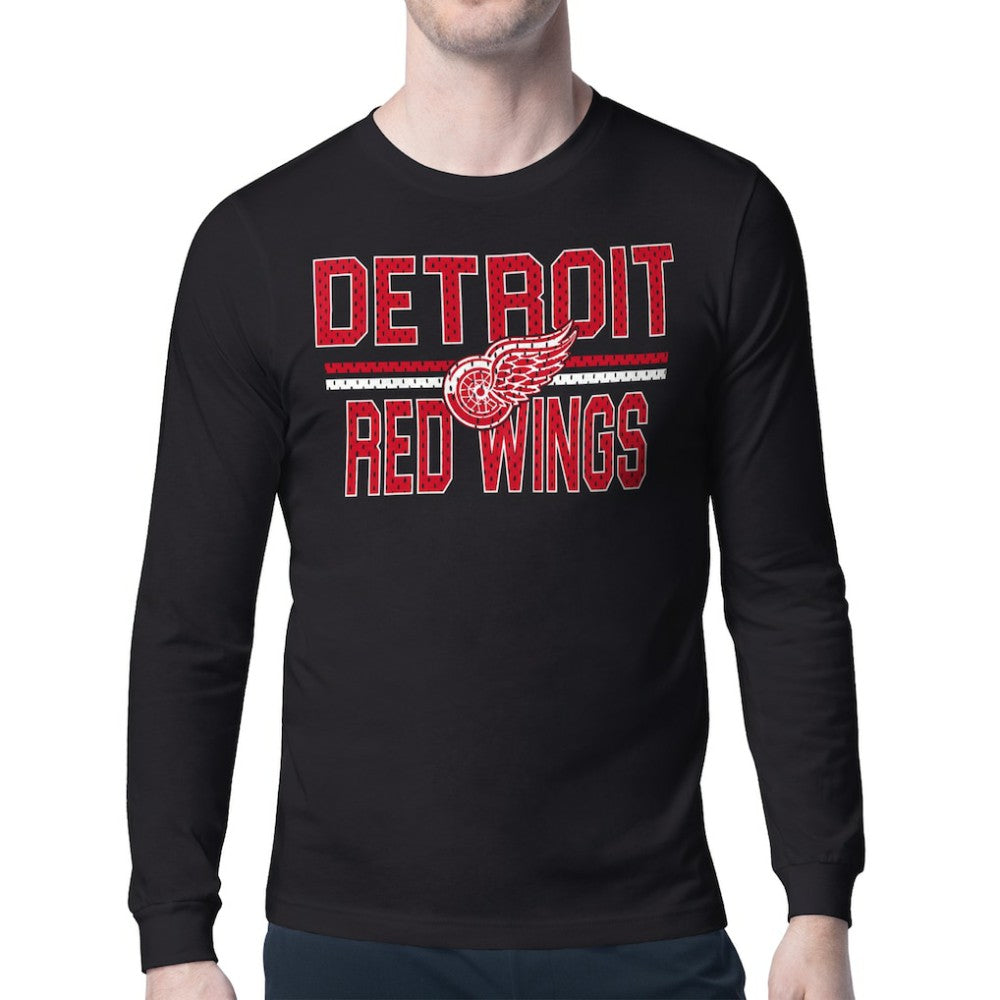 Detroit Red Wings - Starter Mesh Look Team Name Long Sleeve T-Shirt Black