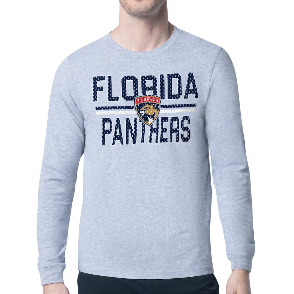 Florida Panthers - Starter Mesh Look Team Name Logo Long Sleeve T-Shirt Heather Gray